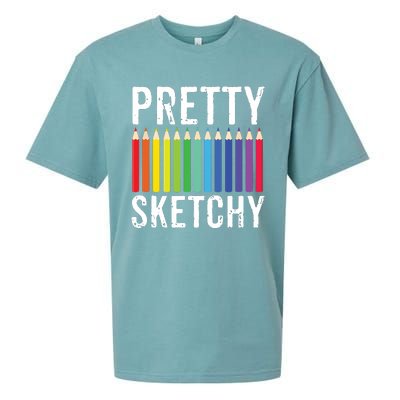 Pretty Sketchy Fun Art Lover Colored Pencils Artists Gift Sueded Cloud Jersey T-Shirt