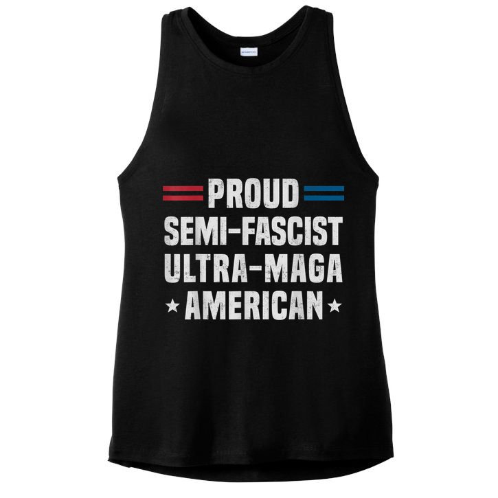Proud Semi Fascist Ultra Maga American Funny Patriotic Ladies PosiCharge Tri-Blend Wicking Tank
