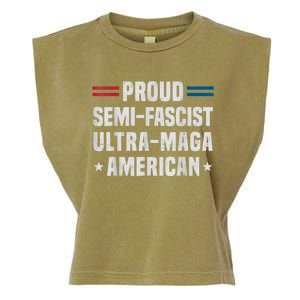 Proud Semi Fascist Ultra Maga American Funny Patriotic Garment-Dyed Women's Muscle Tee