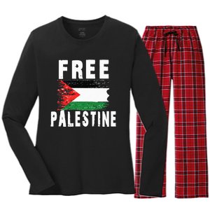 Palestine Strong funny isreal flag Women's Long Sleeve Flannel Pajama Set 