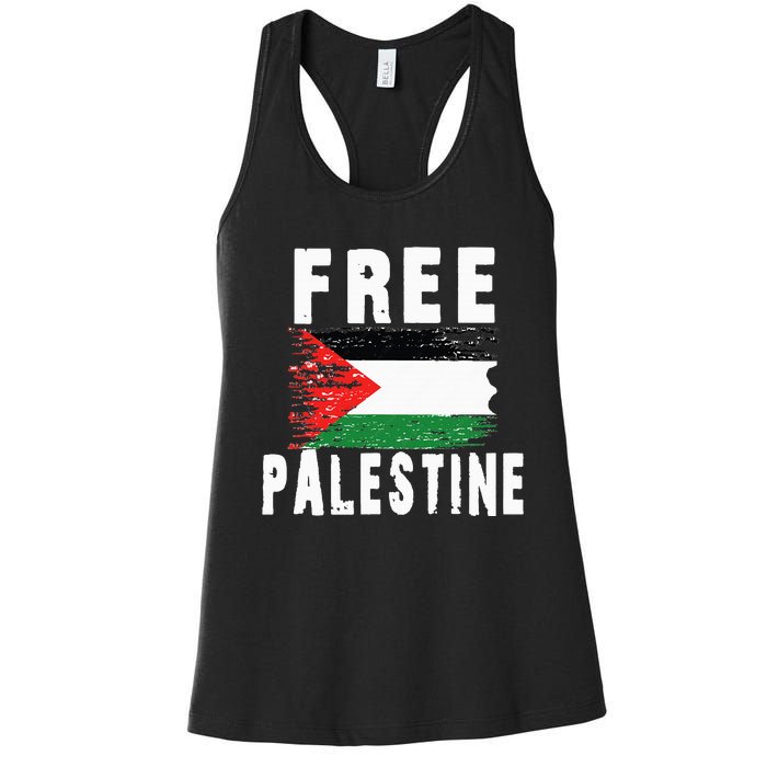 Palestine Strong funny isreal flag Women's Racerback Tank