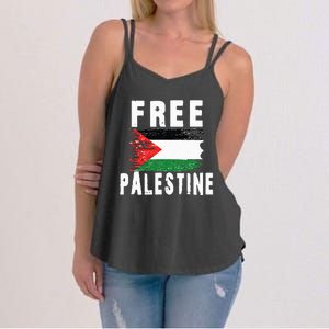 Palestine Strong funny isreal flag Women's Strappy Tank