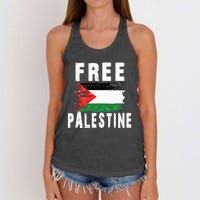 Palestine Strong funny isreal flag Women's Knotted Racerback Tank