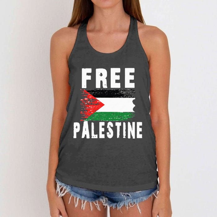 Palestine Strong funny isreal flag Women's Knotted Racerback Tank