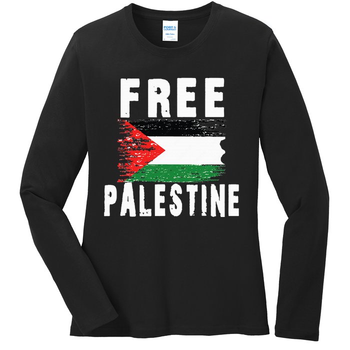 Palestine Strong funny isreal flag Ladies Long Sleeve Shirt