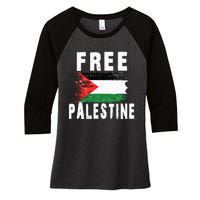 Palestine Strong funny isreal flag Women's Tri-Blend 3/4-Sleeve Raglan Shirt