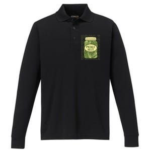 Pickle Slut Funny Canned Pickles Performance Long Sleeve Polo