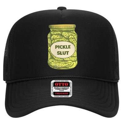 Pickle Slut Funny Canned Pickles High Crown Mesh Back Trucker Hat