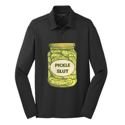 Pickle Slut Funny Canned Pickles Silk Touch Performance Long Sleeve Polo