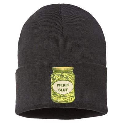 Pickle Slut Funny Canned Pickles Sustainable Knit Beanie