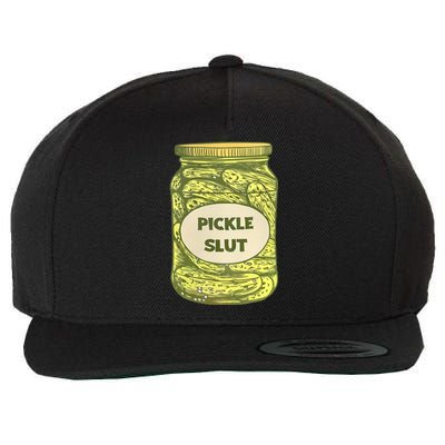 Pickle Slut Funny Canned Pickles Wool Snapback Cap