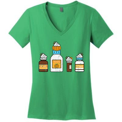 Pumpkin Spice Funny Nurse Halloween Women's V-Neck T-Shirt