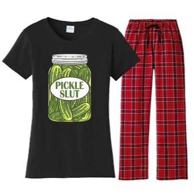 Pickle Slut Funny Canned Pickles Women's Flannel Pajama Set