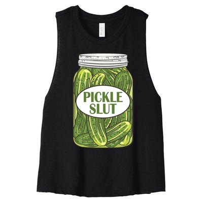 Pickle Slut Funny Canned Pickles Women's Racerback Cropped Tank