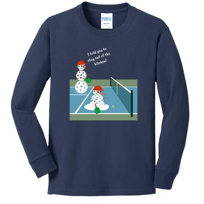 Pickleball Snowmen | Fun Pickleball | Pickleball Holiday Gift | Great Pickleball Kids Long Sleeve Shirt