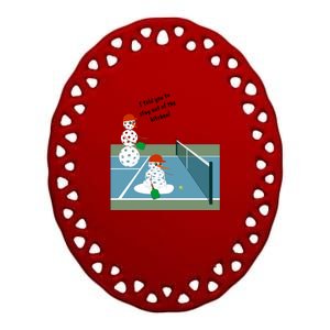 Pickleball Snowmen | Fun Pickleball | Pickleball Holiday Gift | Great Pickleball Ceramic Oval Ornament