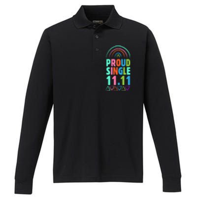 Proud Single Funny Single Awareness Day 11 11 Antigiftvalentine Gift Performance Long Sleeve Polo