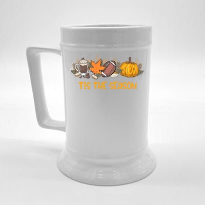 Pumpkin Spice Football Tis The Season Fall Thanksgiving Gift Beer Stein