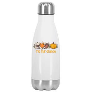 Pumpkin Spice Football Tis The Season Fall Thanksgiving Gift Stainless Steel Insulated Water Bottle