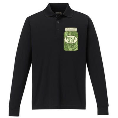 Pickle Slut Funny Performance Long Sleeve Polo