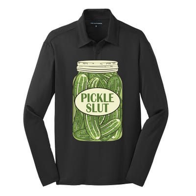 Pickle Slut Funny Silk Touch Performance Long Sleeve Polo