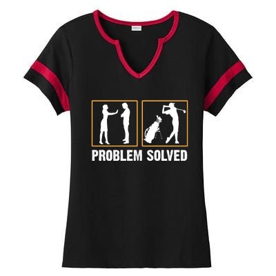 Problem Solved Funny Golfers Gift For Him Ladies Halftime Notch Neck Tee