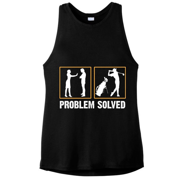Problem Solved Funny Golfers Gift For Him Ladies PosiCharge Tri-Blend Wicking Tank