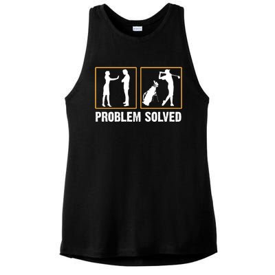 Problem Solved Funny Golfers Gift For Him Ladies PosiCharge Tri-Blend Wicking Tank