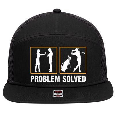 Problem Solved Funny Golfers Gift For Him 7 Panel Mesh Trucker Snapback Hat