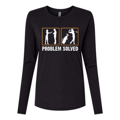 Problem Solved Funny Golfers Gift For Him Womens Cotton Relaxed Long Sleeve T-Shirt