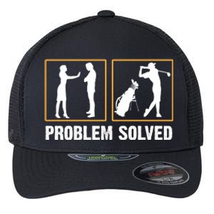 Problem Solved Funny Golfers Gift For Him Flexfit Unipanel Trucker Cap