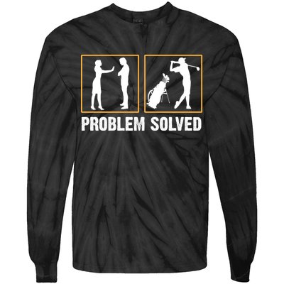 Problem Solved Funny Golfers Gift For Him Tie-Dye Long Sleeve Shirt