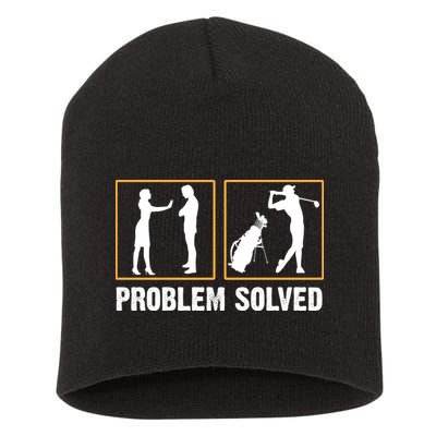 Problem Solved Funny Golfers Gift For Him Short Acrylic Beanie