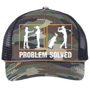 Problem Solved Funny Golfers Gift For Him Retro Rope Trucker Hat Cap