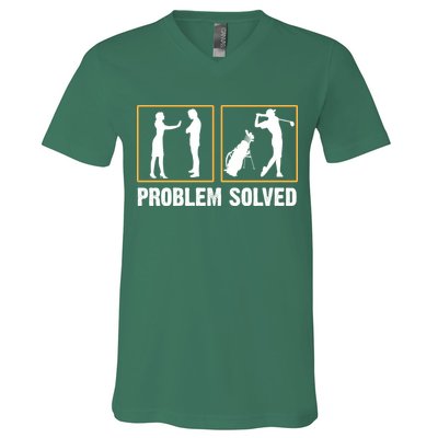 Problem Solved Funny Golfers Gift For Him V-Neck T-Shirt