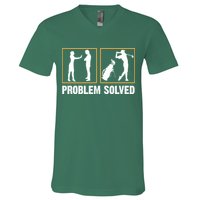 Problem Solved Funny Golfers Gift For Him V-Neck T-Shirt