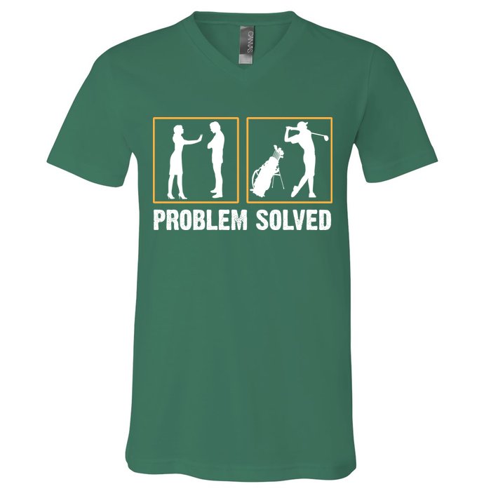 Problem Solved Funny Golfers Gift For Him V-Neck T-Shirt