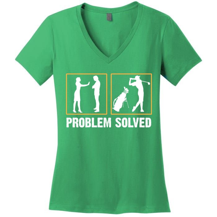Problem Solved Funny Golfers Gift For Him Women's V-Neck T-Shirt