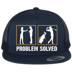 Problem Solved Funny Golfers Gift For Him Flat Bill Trucker Hat