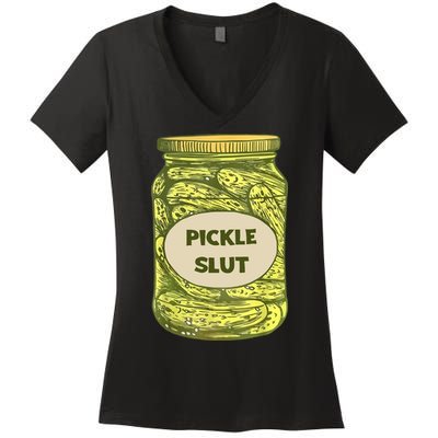 Pickle Slut Funny Canned Pickles Women's V-Neck T-Shirt