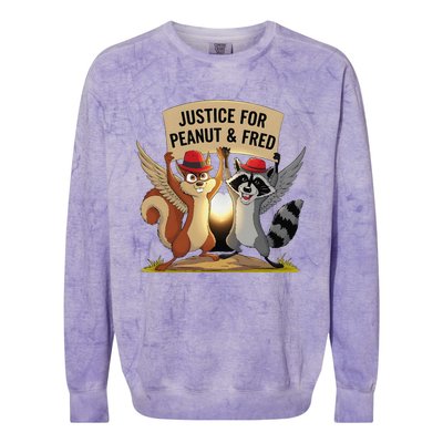 Peanut Squirrel & Fred Raccoo Justice For Peanut Wanted Colorblast Crewneck Sweatshirt