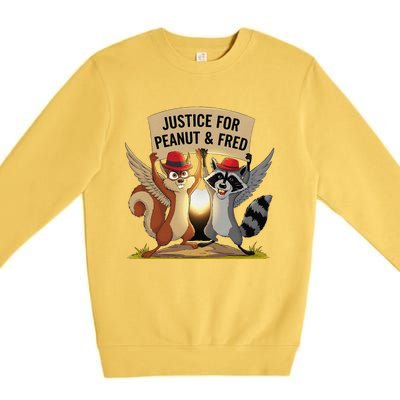 Peanut Squirrel & Fred Raccoo Justice For Peanut Wanted Premium Crewneck Sweatshirt