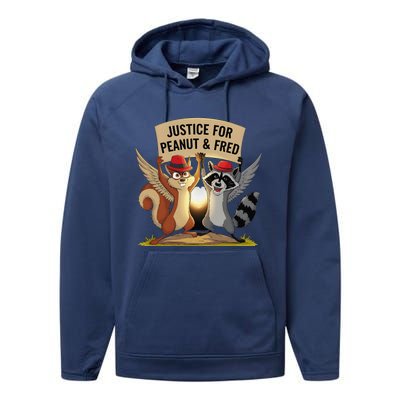 Peanut Squirrel & Fred Raccoo Justice For Peanut Wanted Performance Fleece Hoodie