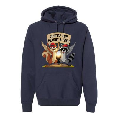 Peanut Squirrel & Fred Raccoo Justice For Peanut Wanted Premium Hoodie