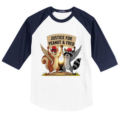 Peanut Squirrel & Fred Raccoo Justice For Peanut Wanted Baseball Sleeve Shirt