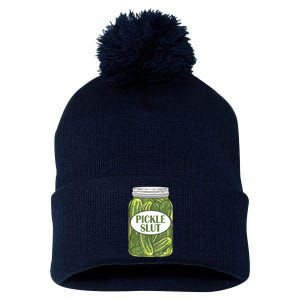 Pickle Slut Funny Canned Pickles Pom Pom 12in Knit Beanie