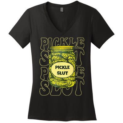 Pickle Slut Funny Pickle Slut Who Loves Pickles Women's V-Neck T-Shirt
