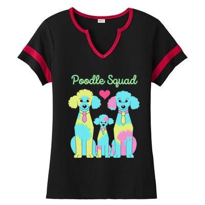 Poodle Squad Fun Design Ladies Halftime Notch Neck Tee