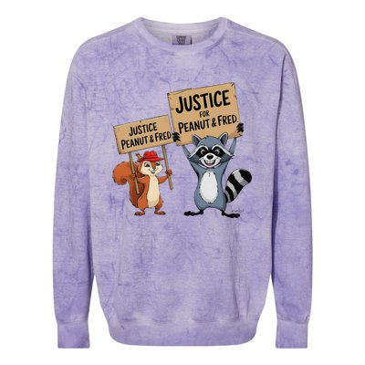 Peanut Squirrel & Fred Raccoo Justice For Peanut Wanted Colorblast Crewneck Sweatshirt