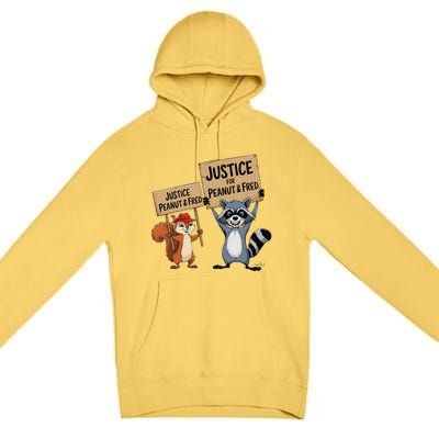 Peanut Squirrel & Fred Raccoo Justice For Peanut Wanted Premium Pullover Hoodie